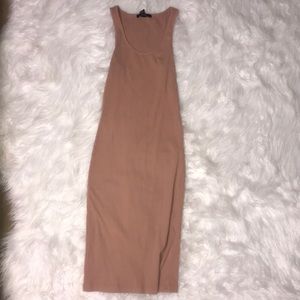 Nudish pink long tight dress
